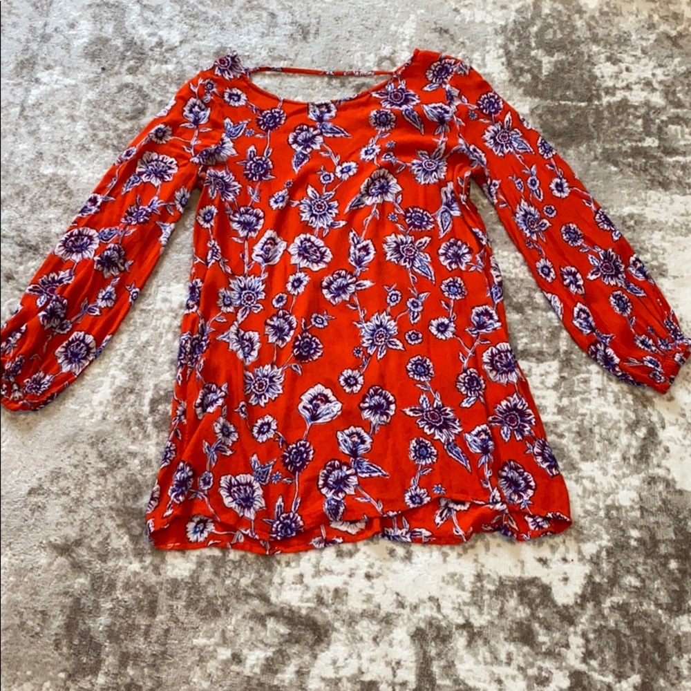 Orange and Blue Floral Dress